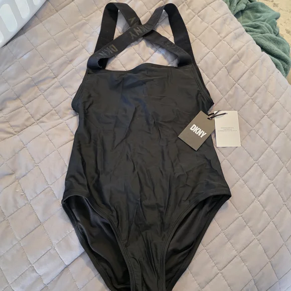 NWT DKNY Classic Black Women's One-Piece Swimsuit Sz Small - Picture 3 of 10